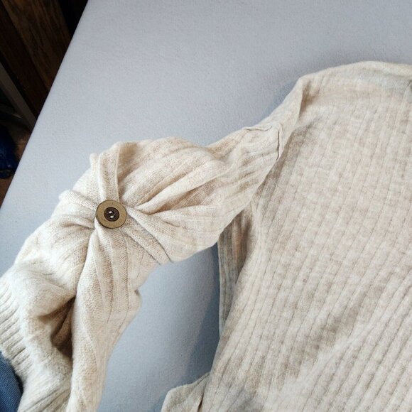 Free People NEW Around the Clock Pullover Sweater Ribbed Women's Medium Oatmeal - Picture 11 of 12